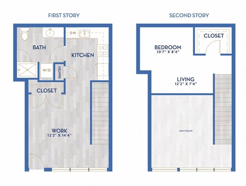 Floor plan for 1 bed, 1 bath, 760 sqft